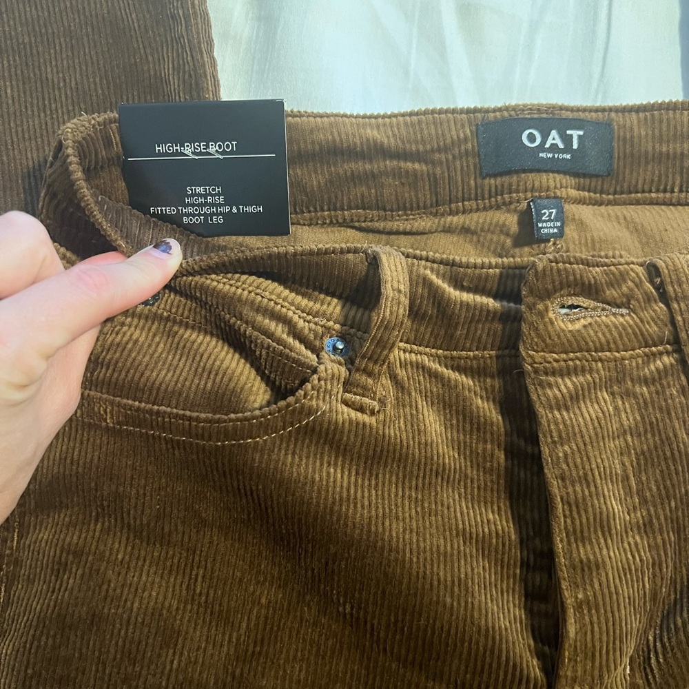 OAT New York Brown Corduroy High-Rise Bootcut Pants